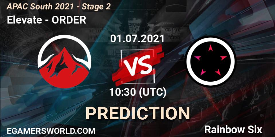 Elevate vs ORDER: Match Prediction. 01.07.2021 at 10:30, Rainbow Six, APAC South 2021 - Stage 2