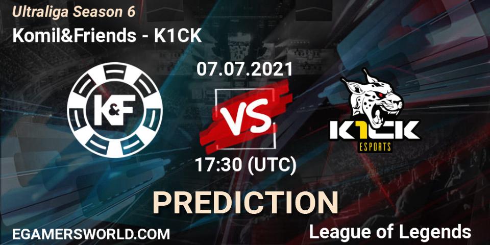 Komil&Friends vs K1CK: Match Prediction. 15.06.2021 at 17:30, LoL, Ultraliga Season 6
