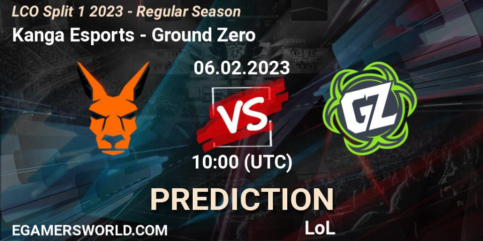 Kanga Esports vs Ground Zero: Match Prediction. 06.02.23, LoL, LCO Split 1 2023 - Regular Season