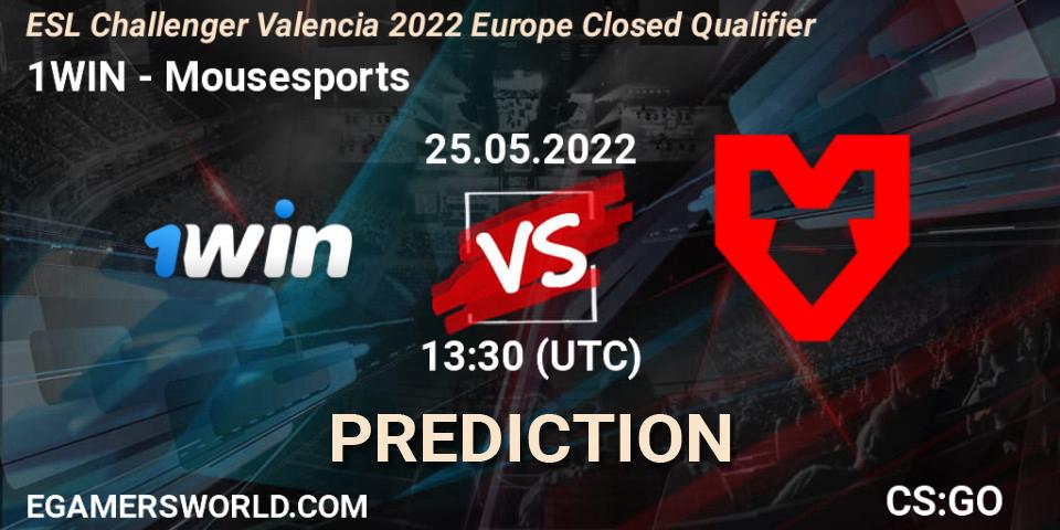 1WIN vs Mousesports: Match Prediction. 25.05.22, CS2 (CS:GO), ESL Challenger Valencia 2022 Europe Closed Qualifier