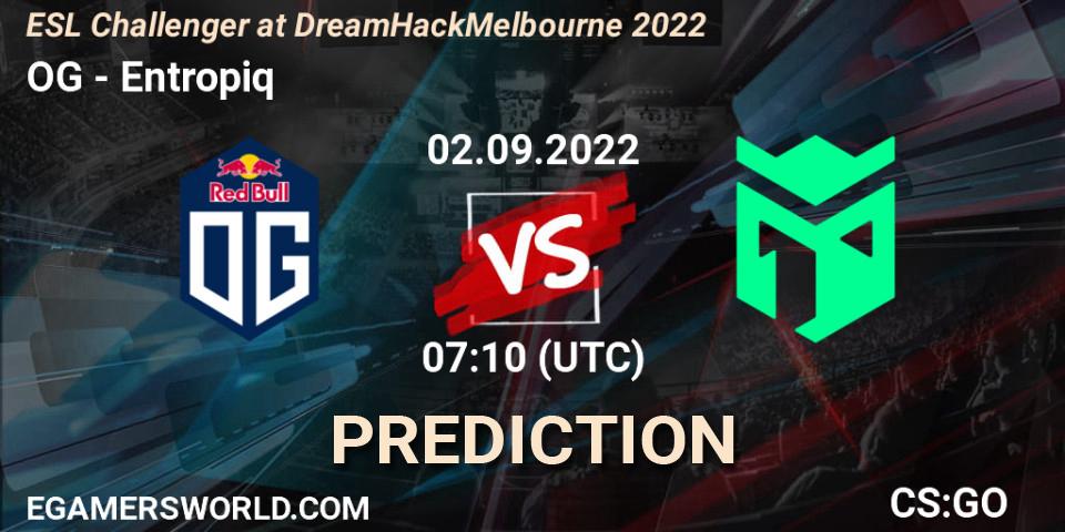 OG vs Entropiq: Match Prediction. 02.09.2022 at 07:45, Counter-Strike (CS2), ESL Challenger at DreamHack Melbourne 2022