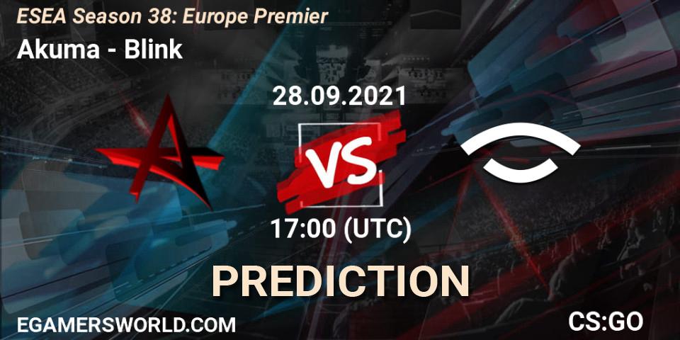 Akuma vs Blink: Match Prediction. 28.09.2021 at 17:00, Counter-Strike (CS2), ESEA Season 38: Europe Premier
