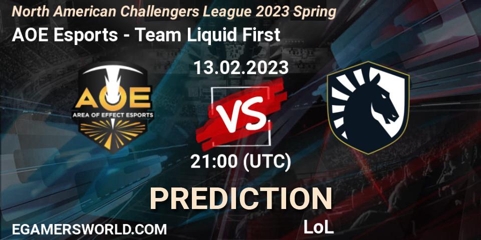 AOE Esports vs Team Liquid First: Match Prediction. 13.02.23, LoL, NACL 2023 Spring - Group Stage