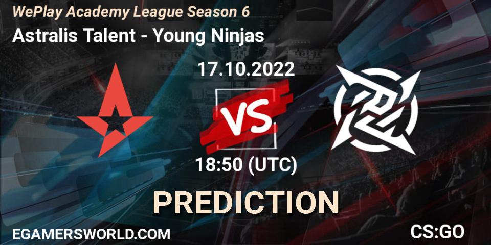 Astralis Talent vs Young Ninjas: Match Prediction. 17.10.2022 at 18:00, Counter-Strike (CS2), WePlay Academy League Season 6