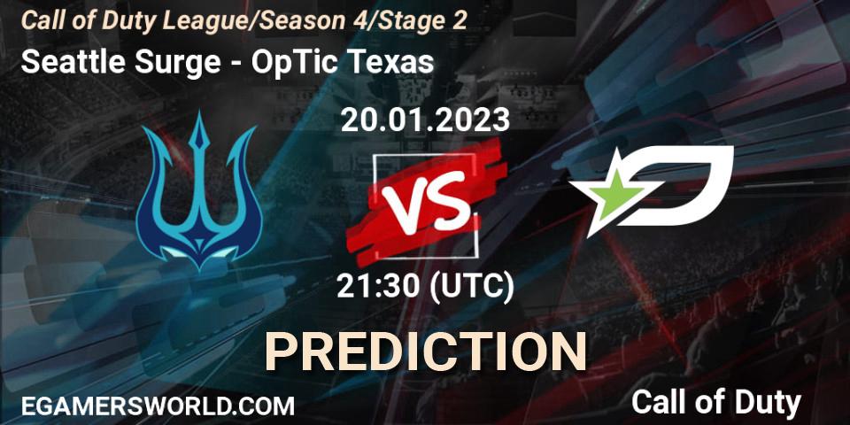 Seattle Surge vs OpTic Texas: Match Prediction. 20.01.2023 at 21:30, Call of Duty, Call of Duty League 2023: Stage 2 Major Qualifiers