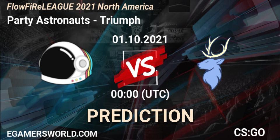 Party Astronauts vs Triumph: Match Prediction. 01.10.2021 at 00:00, Counter-Strike (CS2), FiReLEAGUE 2021: North America