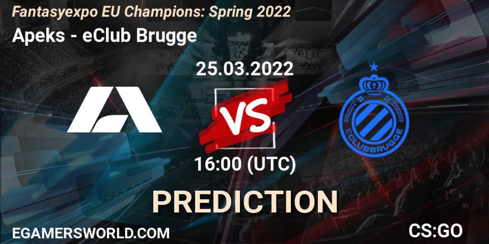 Apeks vs eClub Brugge: Match Prediction. 25.03.2022 at 16:10, Counter-Strike (CS2), Fantasyexpo EU Champions: Spring 2022