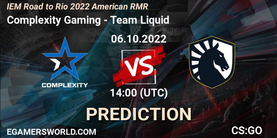 Complexity Gaming vs Team Liquid: Match Prediction. 06.10.2022 at 14:15, Counter-Strike (CS2), IEM Road to Rio 2022 American RMR