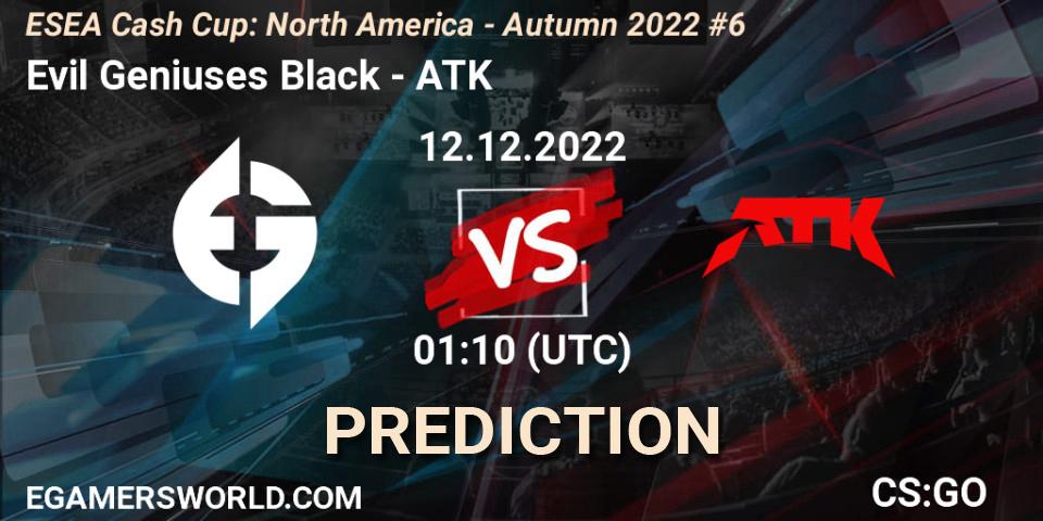 Evil Geniuses Black vs ATK: Match Prediction. 12.12.22, CS2 (CS:GO), ESEA Cash Cup: North America - Autumn 2022 #6