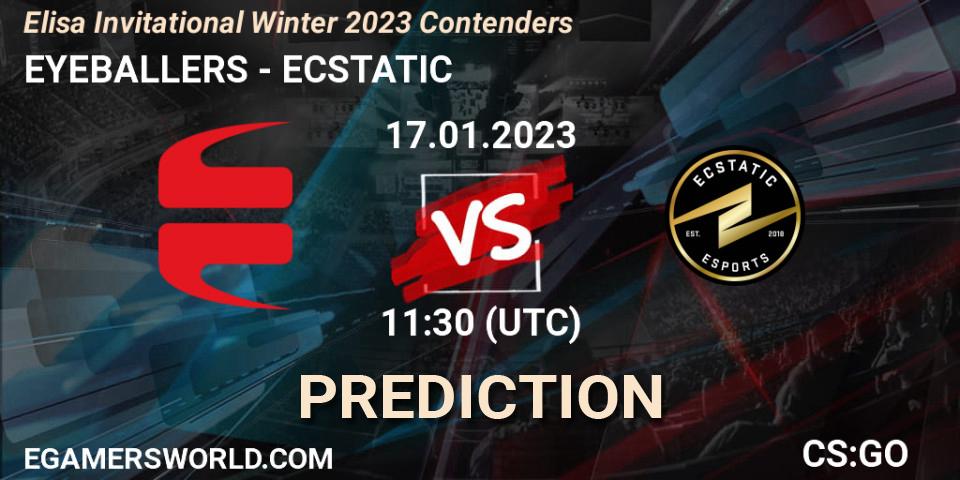 EYEBALLERS vs ECSTATIC: Match Prediction. 17.01.2023 at 11:30, Counter-Strike (CS2), Elisa Invitational Winter 2023 Contenders