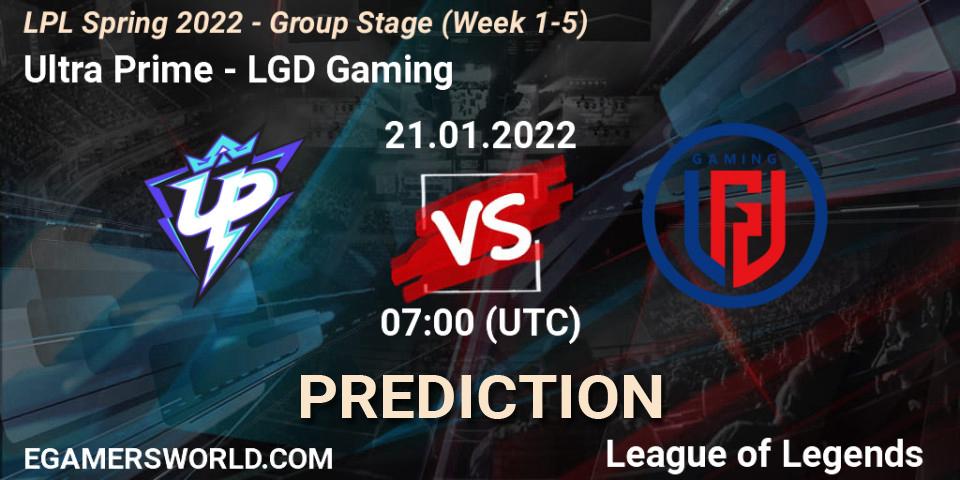 Ultra Prime vs LGD Gaming: Match Prediction. 21.01.22, LoL, LPL Spring 2022 - Group Stage (Week 1-5)