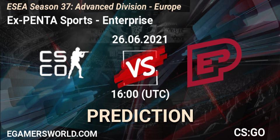 Ex-PENTA Sports vs Enterprise: Match Prediction. 26.06.2021 at 16:00, Counter-Strike (CS2), ESEA Season 37: Advanced Division - Europe