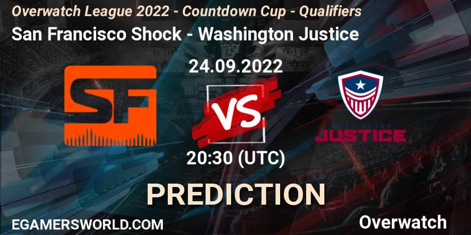 San Francisco Shock vs Washington Justice: Match Prediction. 24.09.2022 at 20:30, Overwatch, Overwatch League 2022 - Countdown Cup - Qualifiers