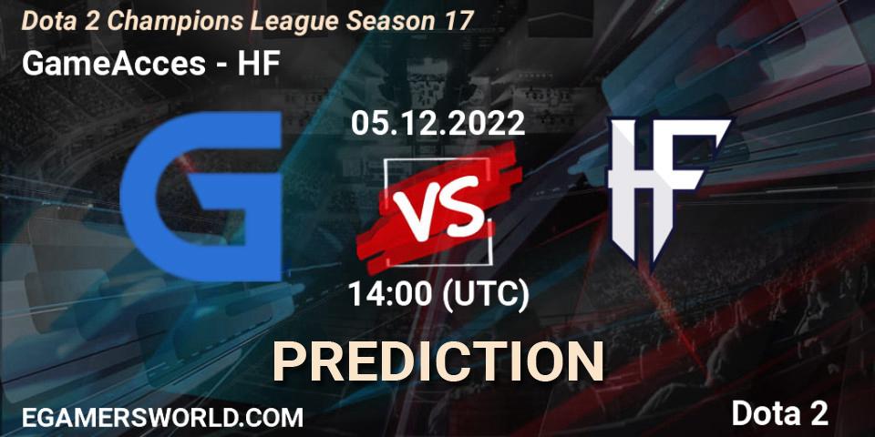 GameAcces vs HF: Match Prediction. 05.12.22, Dota 2, Dota 2 Champions League Season 17