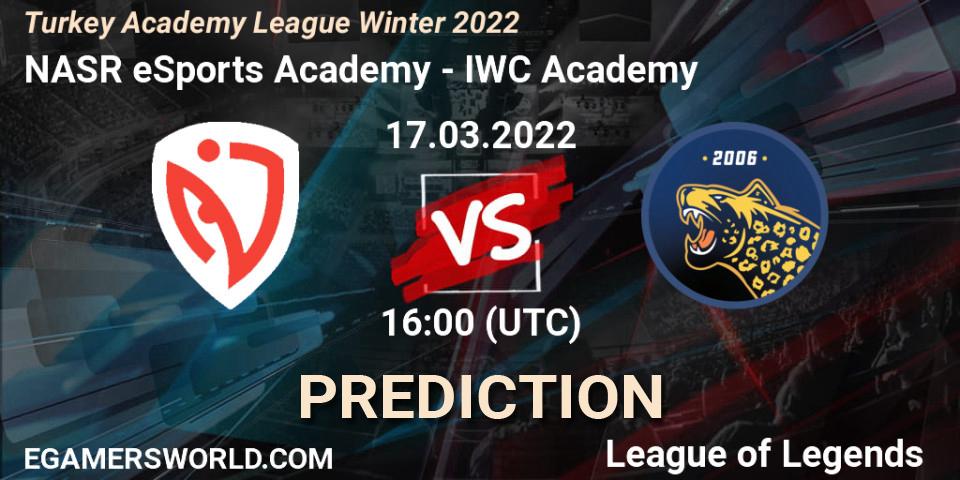 NASR eSports Academy vs IWC Academy: Match Prediction. 17.03.2022 at 16:00, LoL, Turkey Academy League Winter 2022