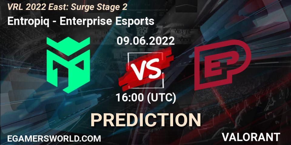 Entropiq vs Enterprise Esports: Match Prediction. 09.06.2022 at 16:25, VALORANT, VRL 2022 East: Surge Stage 2