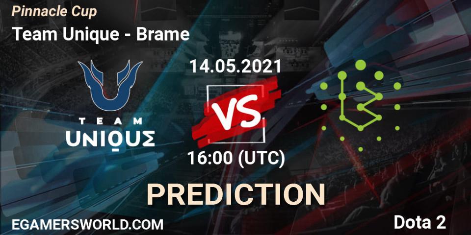Team Unique vs Brame: Match Prediction. 14.05.2021 at 16:03, Dota 2, Pinnacle Cup 2021 Dota 2