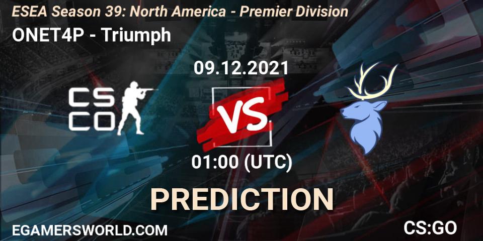 ONET4P vs Triumph: Match Prediction. 09.12.2021 at 01:00, Counter-Strike (CS2), ESEA Season 39: North America - Premier Division