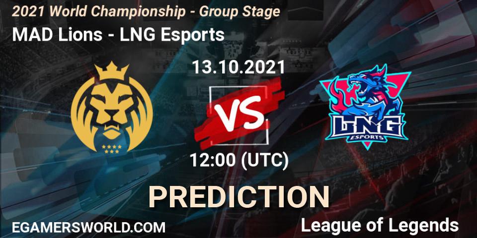 MAD Lions vs LNG Esports: Match Prediction. 13.10.2021 at 12:00, LoL, 2021 World Championship - Group Stage