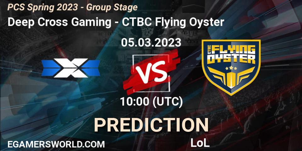 Deep Cross Gaming vs CTBC Flying Oyster: Match Prediction. 11.02.2023 at 11:00, LoL, PCS Spring 2023 - Group Stage