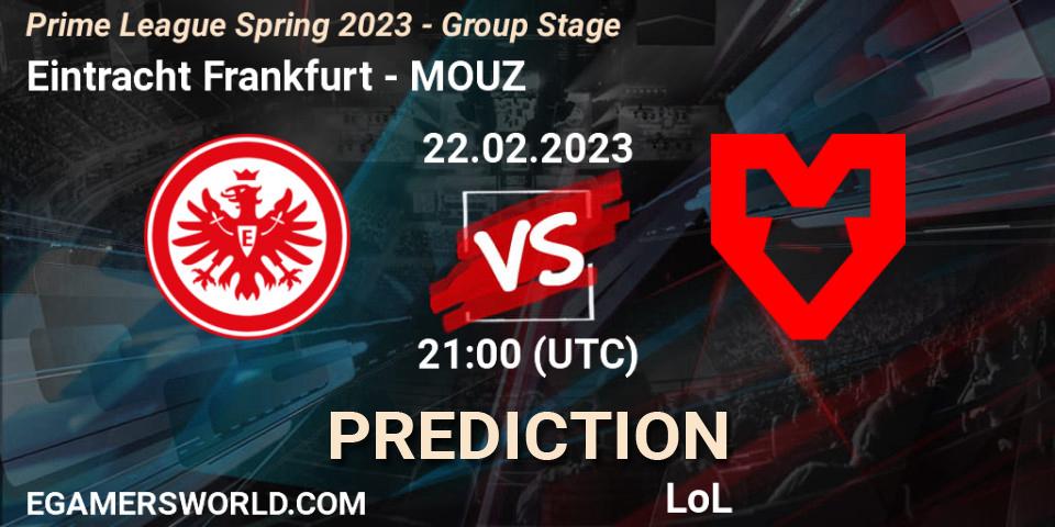 Eintracht Frankfurt vs MOUZ: Match Prediction. 22.02.23, LoL, Prime League Spring 2023 - Group Stage