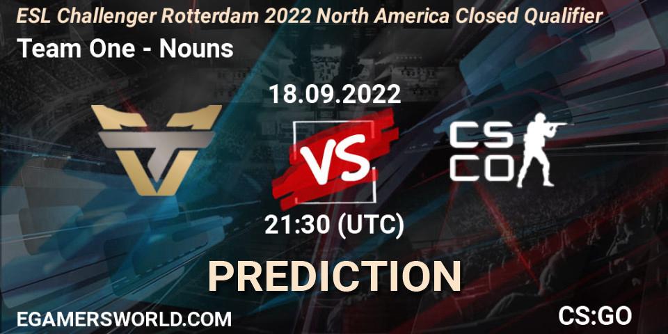 Team One vs Nouns: Match Prediction. 18.09.2022 at 21:30, Counter-Strike (CS2), ESL Challenger Rotterdam 2022 North America Closed Qualifier