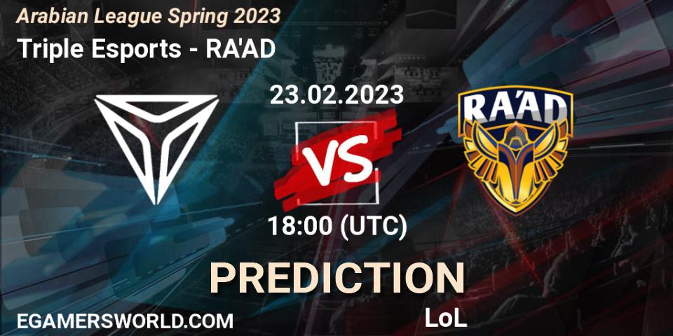 Triple Esports vs RA'AD: Match Prediction. 03.02.23, LoL, Arabian League Spring 2023