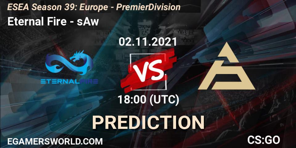 Eternal Fire vs sAw: Match Prediction. 02.11.2021 at 18:00, Counter-Strike (CS2), ESEA Season 39: Europe - Premier Division