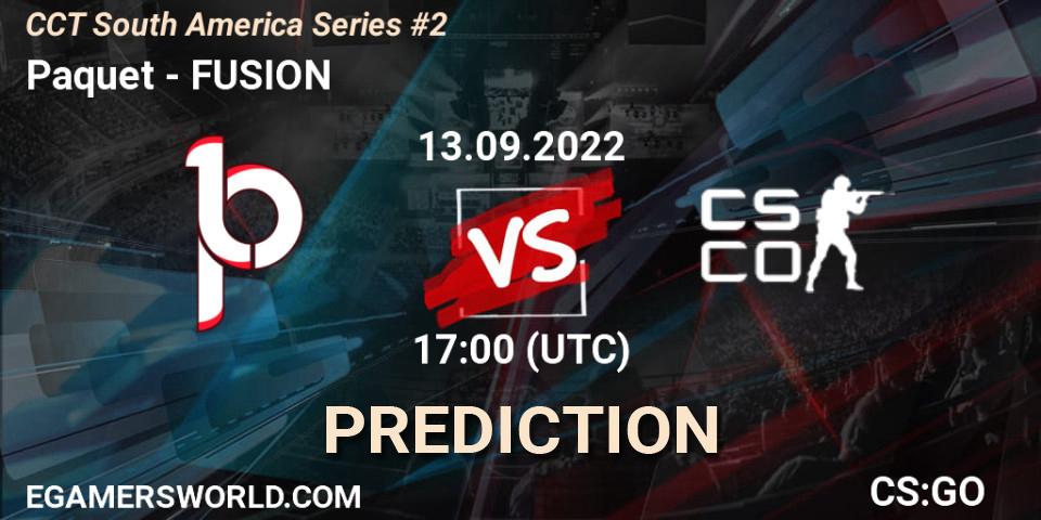 Paquetá vs FUSION: Match Prediction. 13.09.2022 at 17:40, Counter-Strike (CS2), CCT South America Series #2