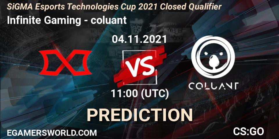 Infinite Gaming vs coluant: Match Prediction. 04.11.2021 at 11:00, Counter-Strike (CS2), SiGMA Esports Technologies Cup 2021 Closed Qualifier