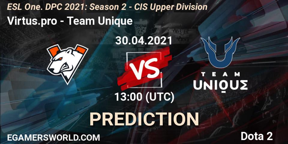 Virtus.pro vs Team Unique: Match Prediction. 30.04.2021 at 12:57, Dota 2, ESL One. DPC 2021: Season 2 - CIS Upper Division