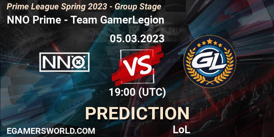 NNO Prime vs Team GamerLegion: Match Prediction. 05.03.23, LoL, Prime League Spring 2023 - Group Stage
