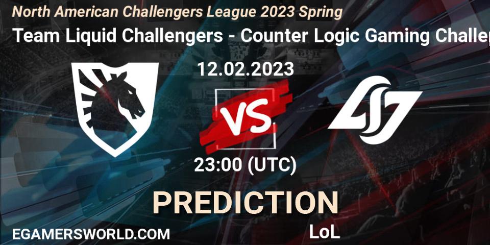 Team Liquid Challengers vs Counter Logic Gaming Challengers: Match Prediction. 12.02.23, LoL, NACL 2023 Spring - Group Stage