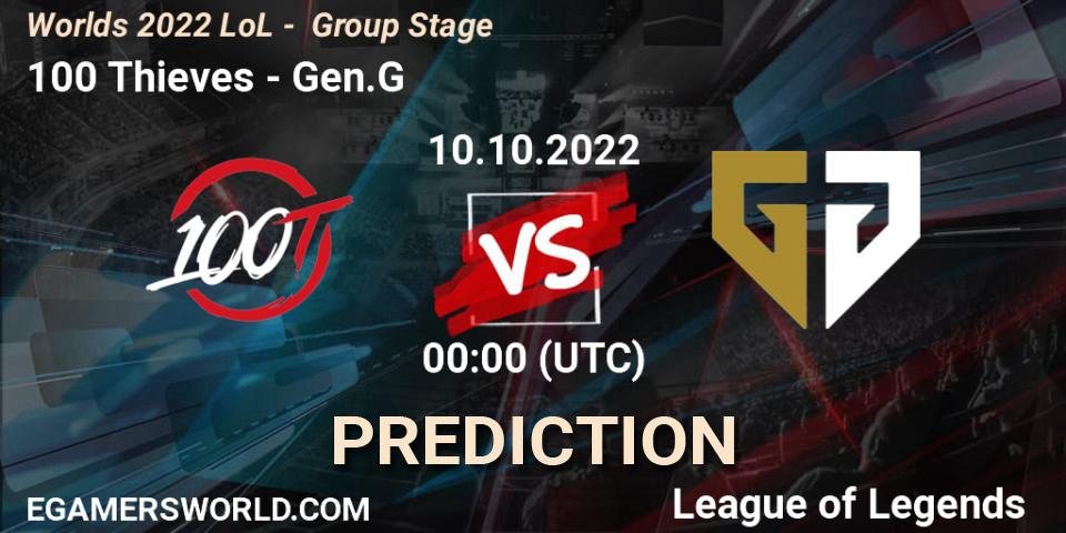 100 Thieves vs Gen.G: Match Prediction. 09.10.2022 at 22:00, LoL, Worlds 2022 LoL - Group Stage