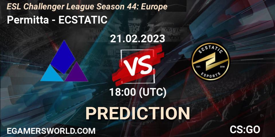 Permitta vs ECSTATIC: Match Prediction. 21.02.23, CS2 (CS:GO), ESL Challenger League Season 44: Europe