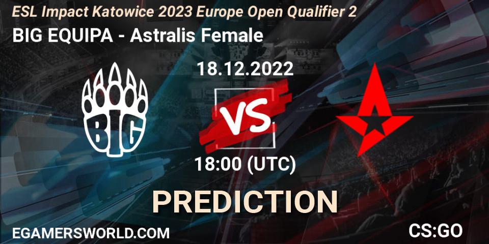 BIG EQUIPA vs Astralis Female: Match Prediction. 18.12.2022 at 18:00, Counter-Strike (CS2), ESL Impact Katowice 2023 Europe Open Qualifier 2