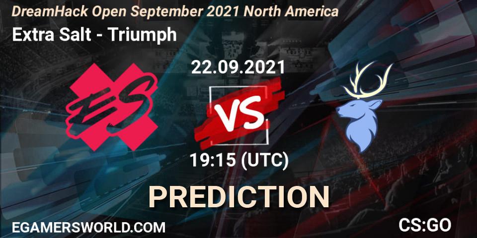 Extra Salt vs Triumph: Match Prediction. 22.09.2021 at 19:45, Counter-Strike (CS2), DreamHack Open September 2021 North America