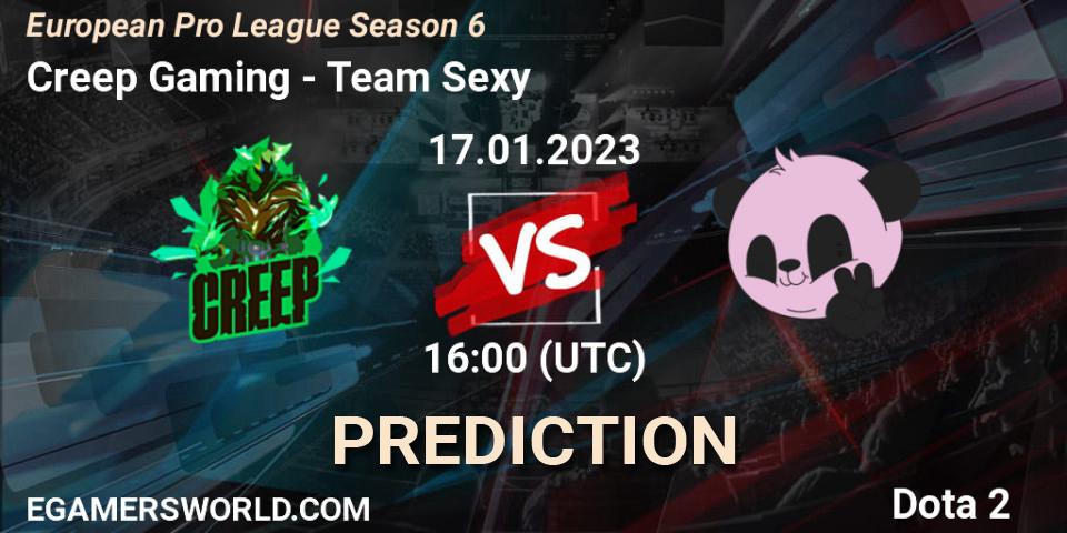 Creep Gaming vs Team Sexy: Match Prediction. 17.01.2023 at 16:09, Dota 2, European Pro League Season 6