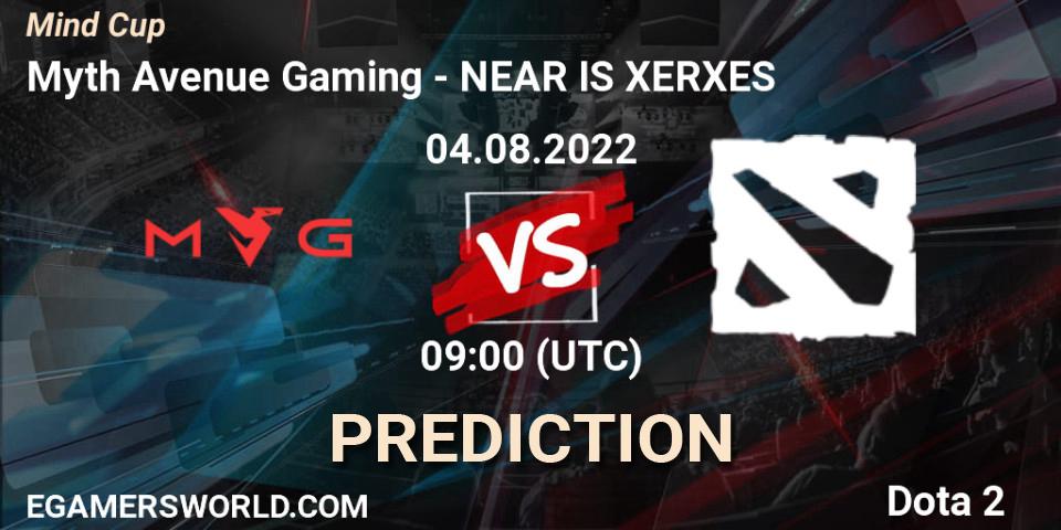 Myth Avenue Gaming vs NEAR IS XERXES: Match Prediction. 04.08.2022 at 09:02, Dota 2, Mind Cup