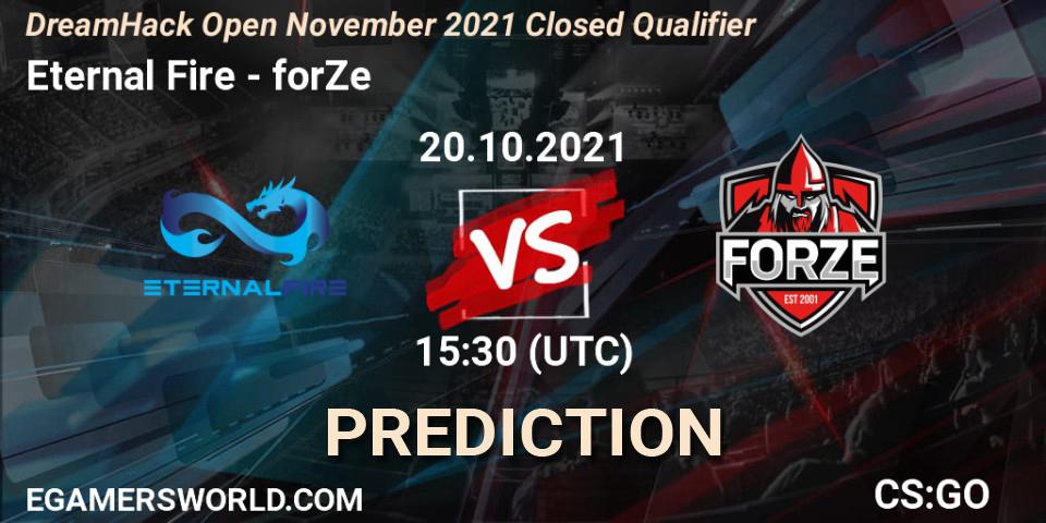 Eternal Fire vs forZe: Match Prediction. 20.10.2021 at 15:30, Counter-Strike (CS2), DreamHack Open November 2021 Closed Qualifier