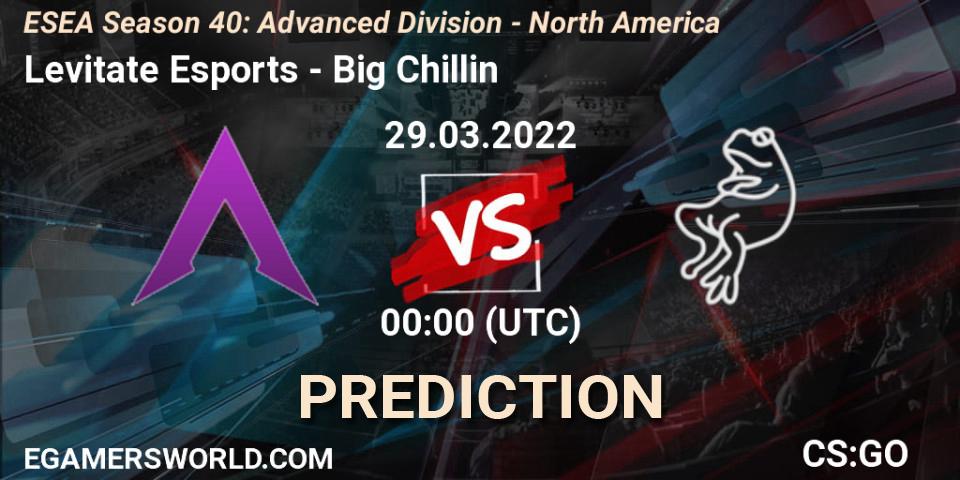 Levitate Esports vs Big Chillin: Match Prediction. 29.03.2022 at 00:10, Counter-Strike (CS2), ESEA Season 40: Advanced Division - North America