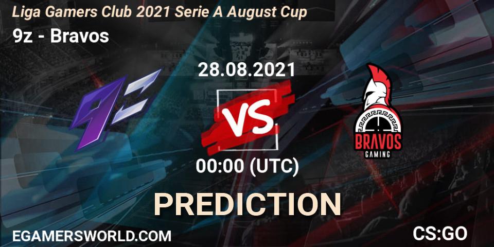 9z vs Bravos: Match Prediction. 28.08.2021 at 00:00, Counter-Strike (CS2), Liga Gamers Club 2021 Serie A August Cup