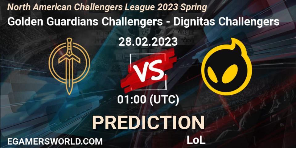 Golden Guardians Challengers vs Dignitas Challengers: Match Prediction. 28.02.23, LoL, NACL 2023 Spring - Group Stage