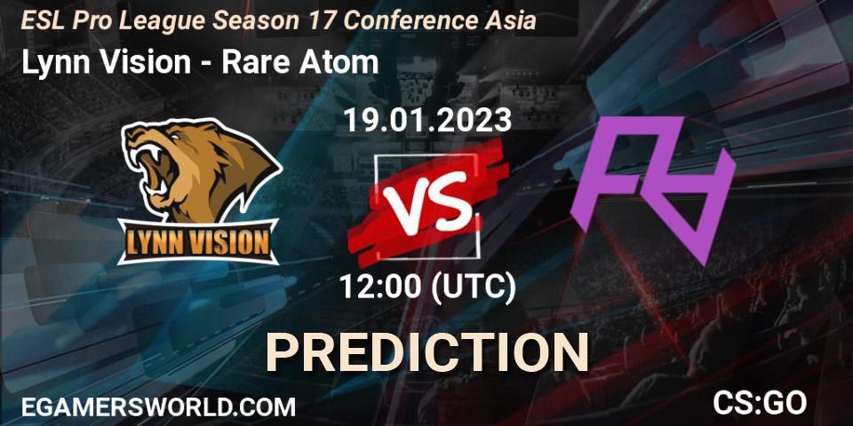 Lynn Vision vs Rare Atom: Match Prediction. 19.01.23, CS2 (CS:GO), ESL Pro League Season 17 Conference Asia