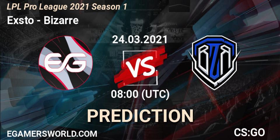 Exsto vs Bizarre: Match Prediction. 24.03.21, CS2 (CS:GO), LPL Pro League 2021 Season 1