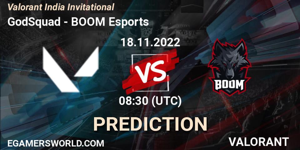 GodSquad vs BOOM Esports: Match Prediction. 19.11.2022 at 10:30, VALORANT, Valorant India Invitational