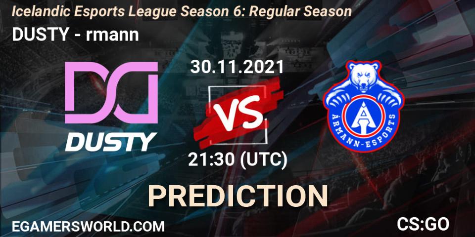 DUSTY vs Ármann: Match Prediction. 30.11.2021 at 21:30, Counter-Strike (CS2), Icelandic Esports League Season 6: Regular Season