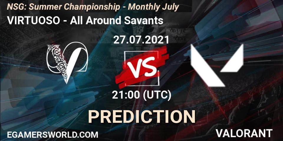 VIRTUOSO vs All Around Savants: Match Prediction. 27.07.2021 at 21:00, VALORANT, NSG: Summer Championship - Monthly July