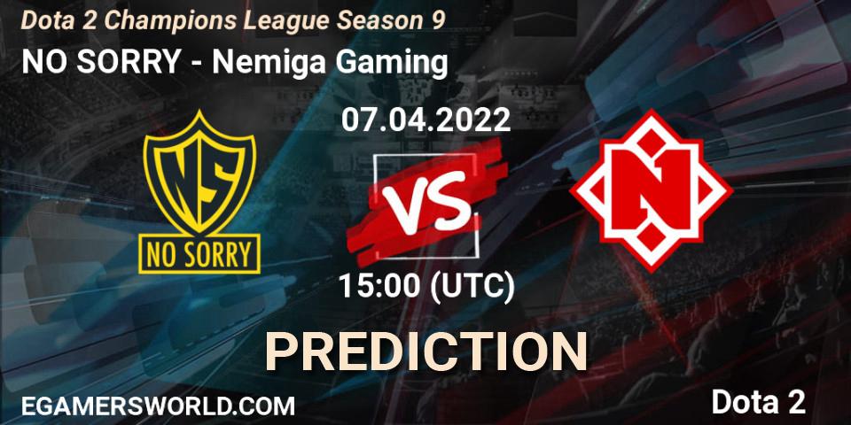 NO SORRY vs Nemiga Gaming: Match Prediction. 07.04.2022 at 15:01, Dota 2, Dota 2 Champions League Season 9