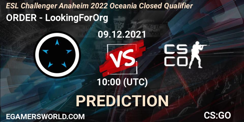 ORDER vs LookingForOrg: Match Prediction. 09.12.2021 at 10:00, Counter-Strike (CS2), ESL Challenger Anaheim 2022 Oceania Closed Qualifier